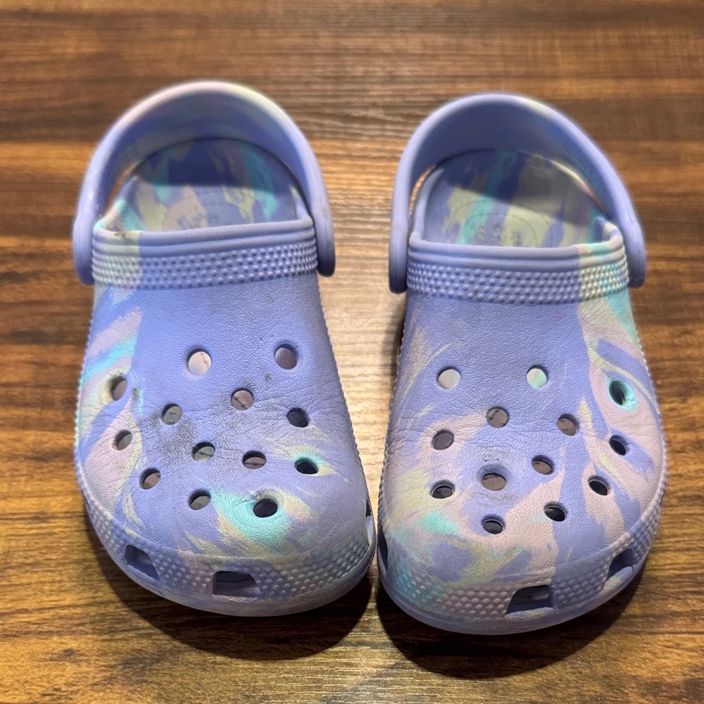 CROCS Kids Blue and Green Slippers